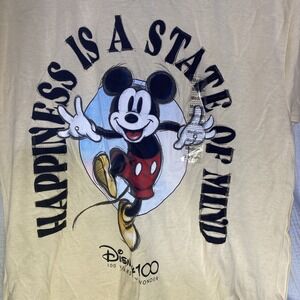 Disney 100 Mickey Mouse Shirt Adult Medium "Happiness Is A State Of Mind" NWT